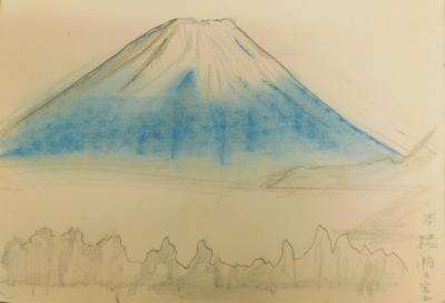 絵画教室の富士山の写真