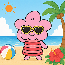 つつじヶ丘児童館のキャラクターの常夏版イラスト