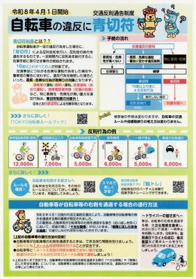 全国交通安全運動リーフレット(自転車の違反に青切符)のページの画像のポスター