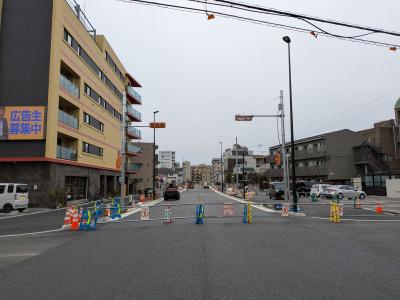 市道との交差部車道開放の様子