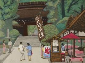 「調布八景≪深大寺≫」木版(1985年)の画像