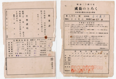 当時の小学校の成績表表紙の画像