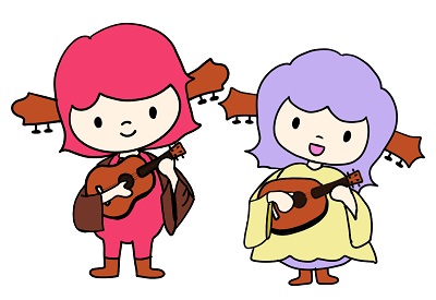 ウクレレを弾くキャラクターのイラスト画像