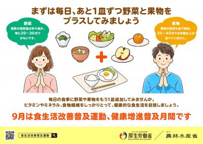 あと1皿ずつ野菜と果物をプラスしようの画像